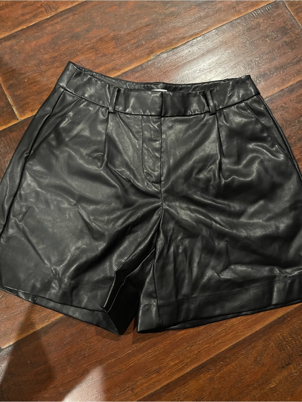 Calvin Klien Black Faux Leather Women's Shorts
